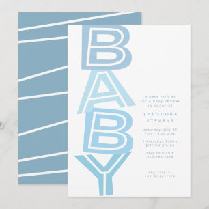 Schattige moderne strakke lichtblauwe jongens baby kaart