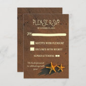 schattige moderne strandtrouw ster zeester RSVP-ka RSVP Kaartje (Voorkant / Achterkant)