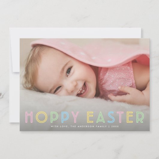 Schattige moderne vrolijke Pasen vakantie fotokaar Feestdagenkaart (Voorkant)