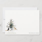 Schattige moderne waterverf Meowy kerstboomkatten Notitiekaartje (Voorkant)