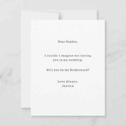 Schattige moderne wil je mijn bruidsmeisje zijn fo kaart (Achterkant)