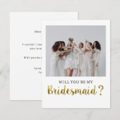 Schattige moderne wil je mijn bruidsmeisje zijn fo kaart (Voorkant / Achterkant)