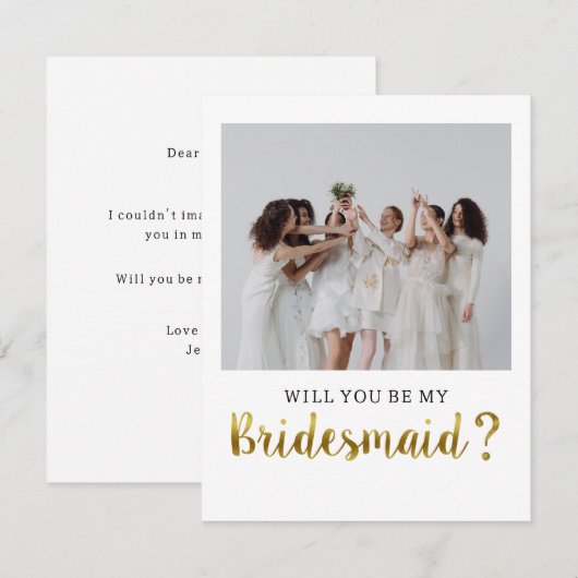 Schattige moderne wil je mijn bruidsmeisje zijn fo kaart (Voorkant / Achterkant)