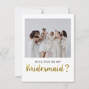 Schattige moderne word je mijn bruidsmeisje foto kaart