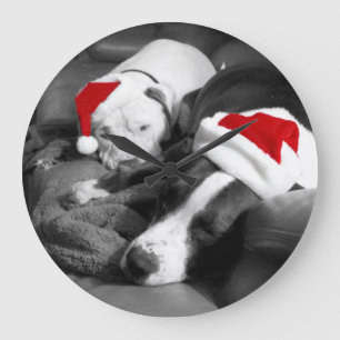 schattige moe kerstman santa puppies grote klok
