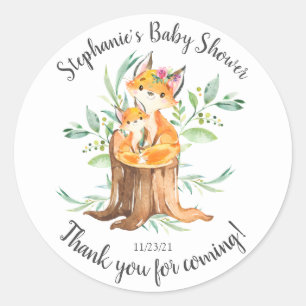 Schattige Moeder & Baby Fox Baby shower Favor Ronde Sticker