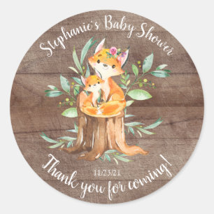 Schattige Moeder & Baby Fox Baby shower Favor Ronde Sticker