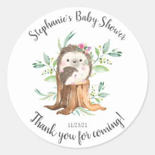 Schattige Moeder & Baby Hedgehog Baby shower Favor Ronde Sticker