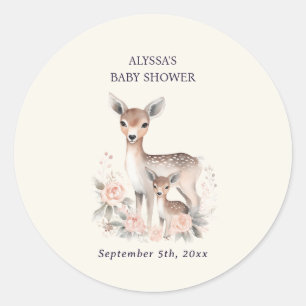 Schattige Moeder Baby Herten Baby Meisje Shower Ronde Sticker