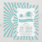 Schattige Moeder Baby Olifant Boys Baby shower Kaart (Voorkant / Achterkant)