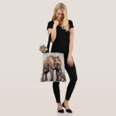 Schattige Moeder & Baby Olifant Digitale Kunst Pri Tote Bag (Op model)