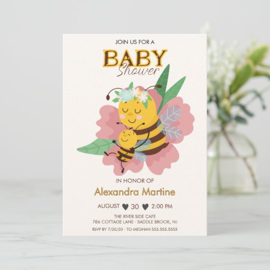 Schattige moeder & baby roze bloemenmeisje baby sh kaart (Staand voorkant)