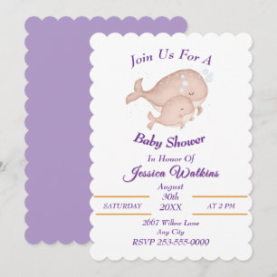 Schattige moeder Baby walvissen Baby shower uitnod Kaart