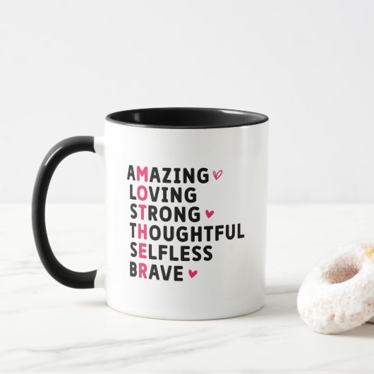 Schattige moeder definitie woordkunst mok (Met donut)