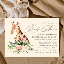 Schattige Moeder en Baby Giraffe Baby Shower