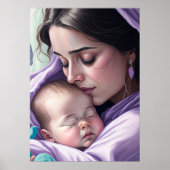 Schattige Moeder en Baby Koesteren Memento Wall Ar Poster (Voorkant)