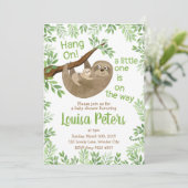 Schattige moeder en Baby Sloth Baby shower Kaart (Staand voorkant)