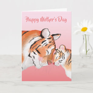 Schattige moeder en baby tijger Moederdag kaart