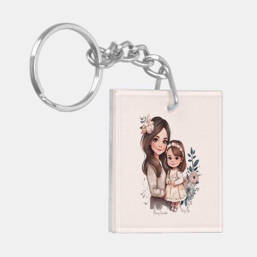 Schattige moeder en dochter Bond (3) Sleutelhanger (Voorkant Links)