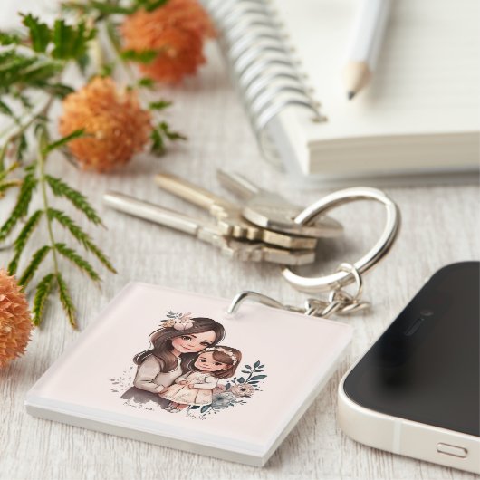 Schattige moeder en dochter Bond (3) Sleutelhanger (Voorkant Rechts)