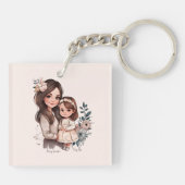 Schattige moeder en dochter Bond (3) Sleutelhanger (Achterkant)