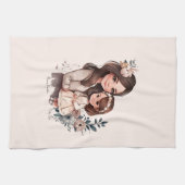 Schattige moeder en dochter Bond (3) Theedoek (Horizontaal)