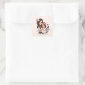 Schattige moeder en dochter Bond (3) Vierkante Sticker (Tas)