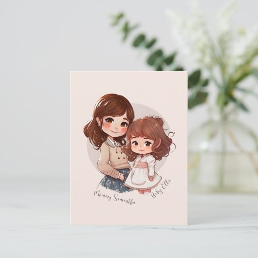 Schattige moeder en dochter Bond (4) Briefkaart (Staand voorkant)