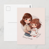 Schattige moeder en dochter Bond (4) Briefkaart (Voorkant / Achterkant)