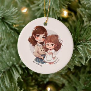 Schattige moeder en dochter Bond (4) Keramisch Ornament