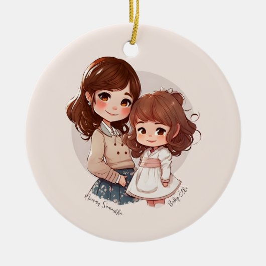 Schattige moeder en dochter Bond (4) Keramisch Ornament (Voorkant)