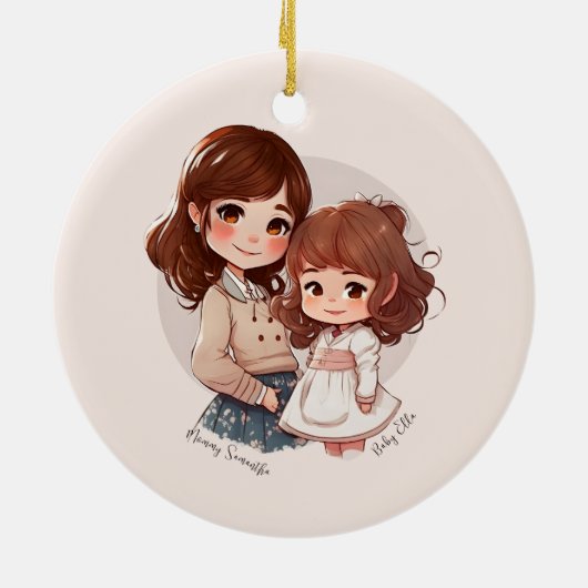 Schattige moeder en dochter Bond (4) Keramisch Ornament (Achterkant)