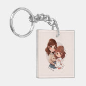 Schattige moeder en dochter Bond (4) Sleutelhanger (Voorkant Links)