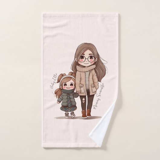 Schattige moeder en dochter Bond (5) Bad Handdoek (Handdoek)