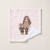 Schattige moeder en dochter Bond (5) Bad Handdoek (Wasdoekje)