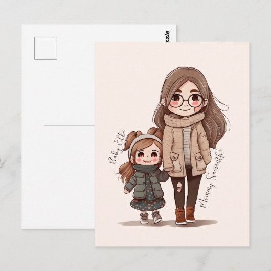 Schattige moeder en dochter Bond (5) Briefkaart (Voorkant / Achterkant)