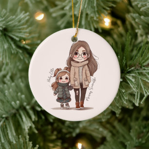 Schattige moeder en dochter Bond (5) Keramisch Ornament