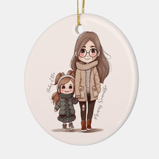 Schattige moeder en dochter Bond (5) Keramisch Ornament (Links)