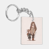 Schattige moeder en dochter Bond (5) Sleutelhanger (Voorkant Links)