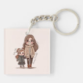 Schattige moeder en dochter Bond (5) Sleutelhanger (Achterkant)