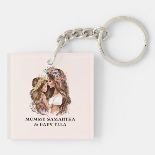Schattige moeder en dochter Bond (9) Sleutelhanger (Achterkant)