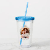 Schattige moeder en dochter Bond - Bloemen Lijst ( Acryl Drinkbeker (Achterkant)