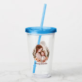 Schattige moeder en dochter Bond - Bloemen Lijst Acryl Drinkbeker (Achterkant)