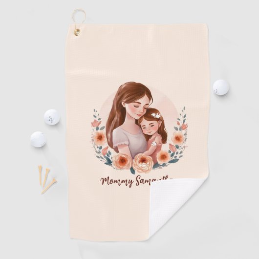 Schattige moeder en dochter Bond - Bloemen Lijst Golfhanddoek (Insitu)