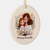 Schattige moeder en dochter Bond - Bloemen Lijst ( Keramisch Ornament (Rechts)