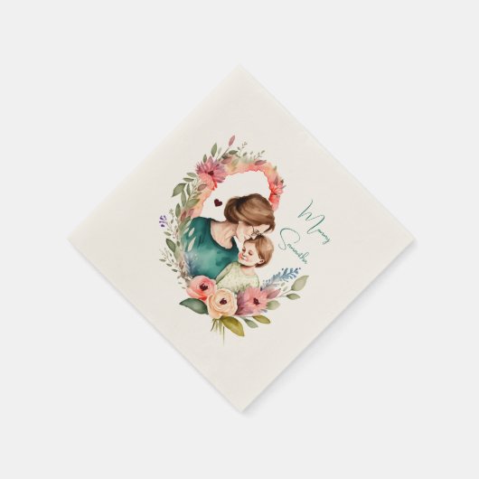 Schattige moeder en dochter Bond - Bloemen Lijst ( Servet (Hoek)