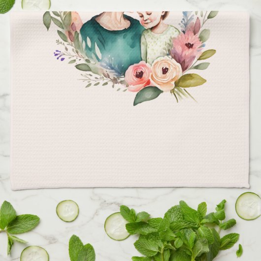 Schattige moeder en dochter Bond - Bloemen Lijst ( Theedoek (Gevouwen)