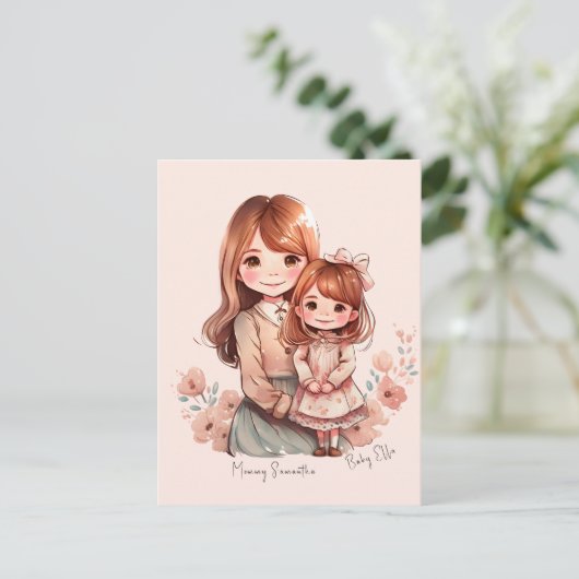 Schattige moeder en dochter Bond Briefkaart (Staand voorkant)