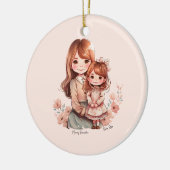 Schattige moeder en dochter Bond Keramisch Ornament (Links)
