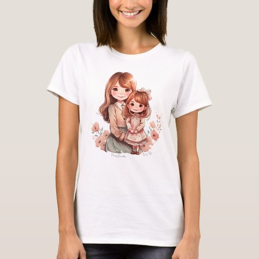 Schattige moeder en dochter Bond T-shirt (Voorkant)